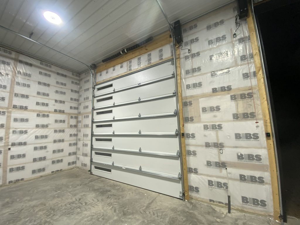 Insulation on a post-frame building in Northern Wisconsin.