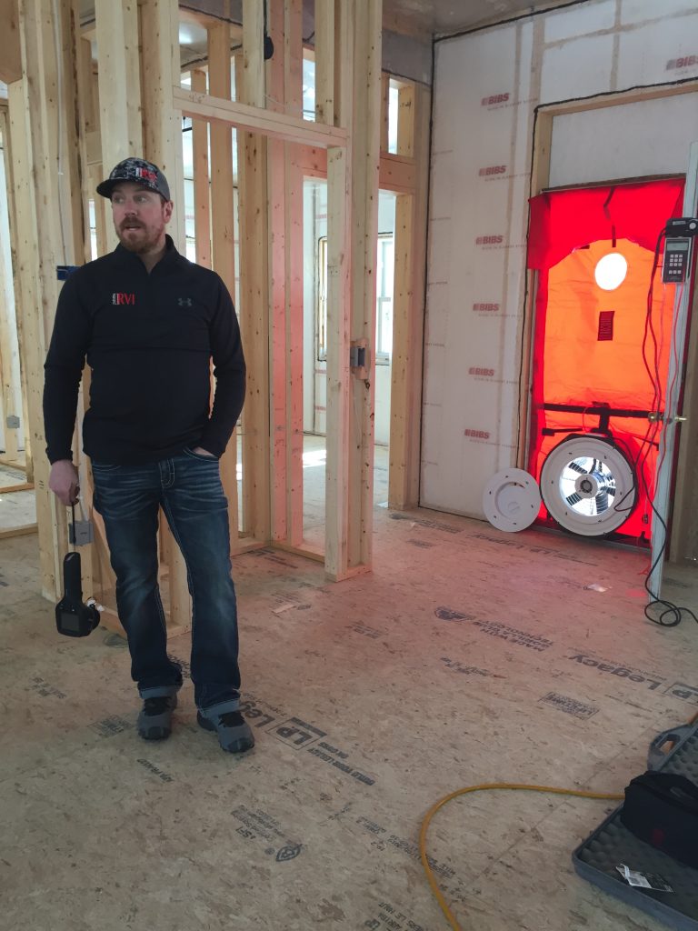 R-Value Insulators completing a blower door test in Northeastern Wisconsin.